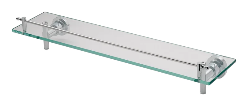 Glass shelf on chrome brackets